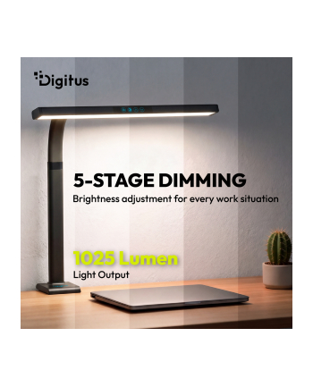 digitus Lampa biurkowa LED, 50 cm, 1025 lm, 7 W, temp. barw 3000K-6500K, czarna