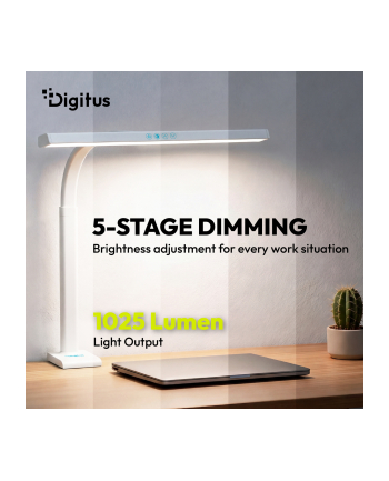 digitus Lampa biurkowa LED, 50 cm, 1025 lm, 7 W, temp. barw 3000K-6500K, biała
