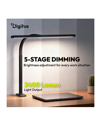 digitus Lampa biurkowa LED, 80 cm, 2400 lm, 16 W, temp. barw 3000K-6500K, czarna