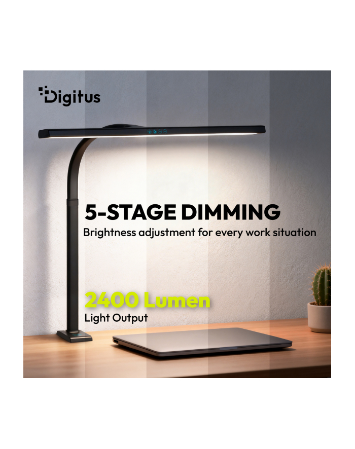 digitus Lampa biurkowa LED, 80 cm, 2400 lm, 16 W, temp. barw 3000K-6500K, czarna główny