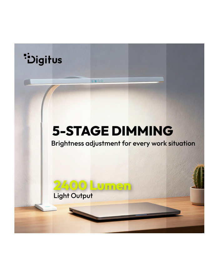 digitus Lampa biurkowa LED, 80 cm, 2400 lm, 16 W, temp. barw 3000K-6500K, biała główny