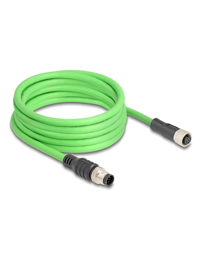 Tragant Przewód adapter M12 A-coded 8-pin męski-żeński Pur Tpu 5m Delock 80404 główny