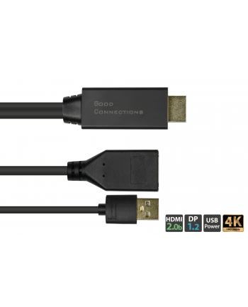 Alcasa HDMI-AD22 adapter kablowy 0,3 m HDMI Typu A (Standard) DisplayPort Czarny
