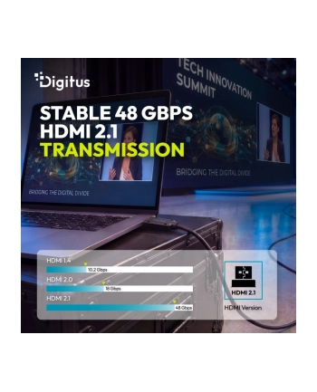 digitus Kabel optyczny HDMI AOC zbrojony, typ A M/M, Ultra HD, 8K 60Hz, czarny, 20m