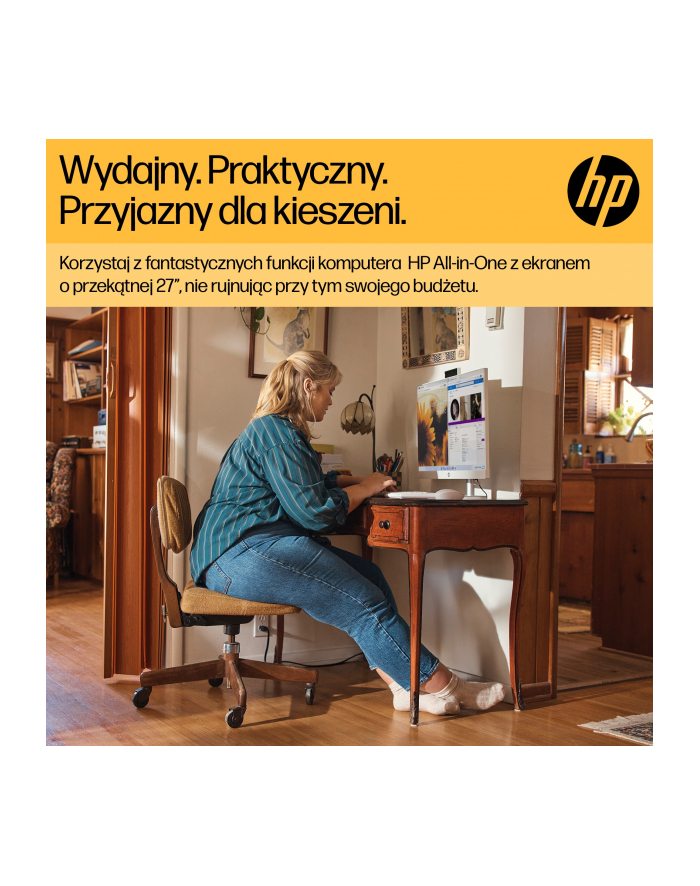 HP AiO 27-cr0204nw Ryzen 7 7730U 27.0''FHD IPS 300nits AG 16GB DDR4 3200 SSD512 Radeon Vega 8 LAN Cam1080p+IR NoOS Shell White Shell White 2Y główny