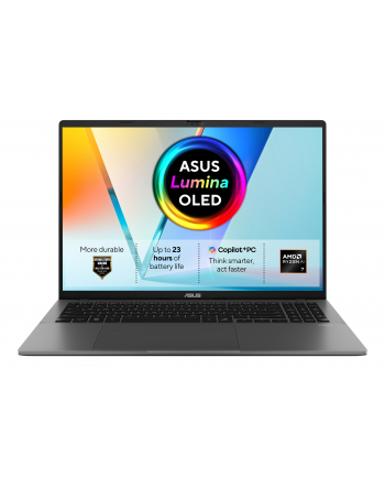 ASUS Vivobook S16 M3607GA-SH011W Ryzen AI 7 445 160'';FHD OLED 60Hz 300nits 16GB DDR5 SSD512 Radeon 840M Cam1080p+IR 70WHrs Win11 Aluminum Matte Gray