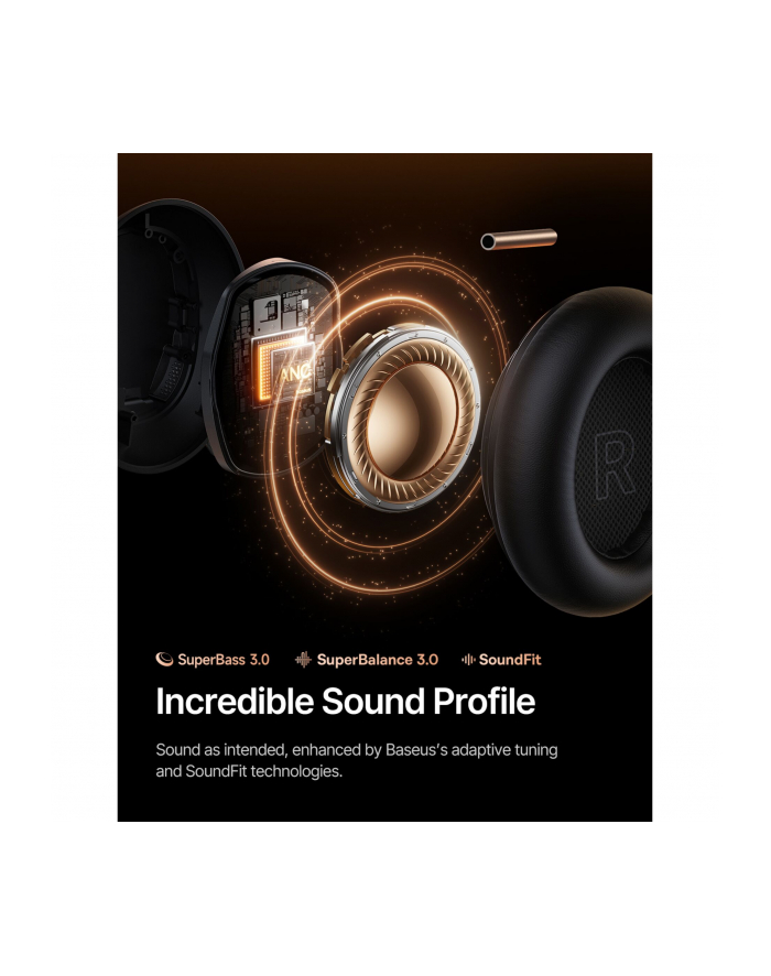 Baseus Inspire XH1 Wireless Noise Cancel Headphones czarny główny