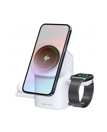 Mobile Origin 3w1 bezprzewodowa Qi2 Stacja ladowania PW11 bialy