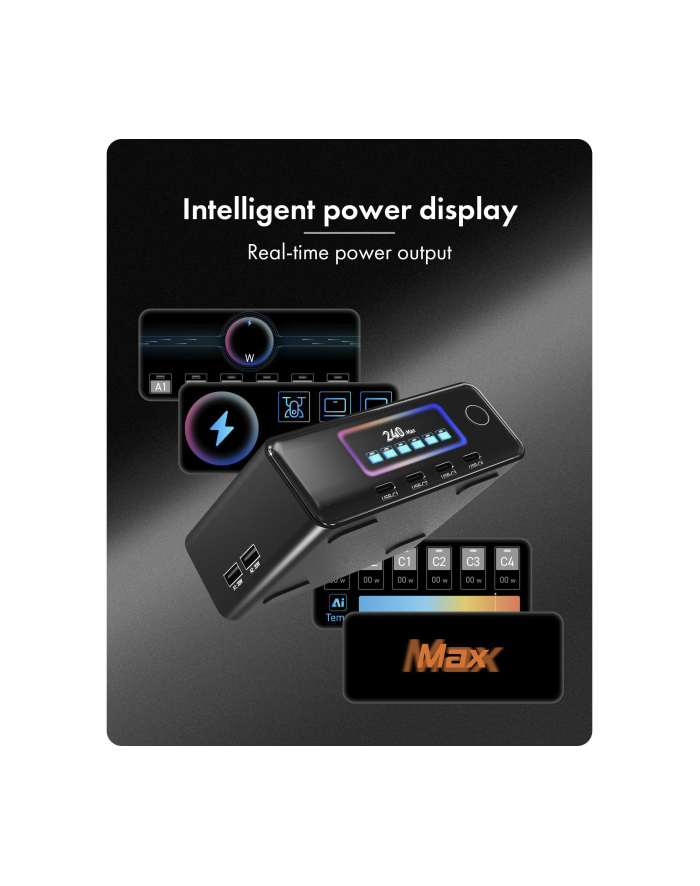 ICY BOX Diamond Charge 2401 240W stacja ladujaca z LCD-Display główny