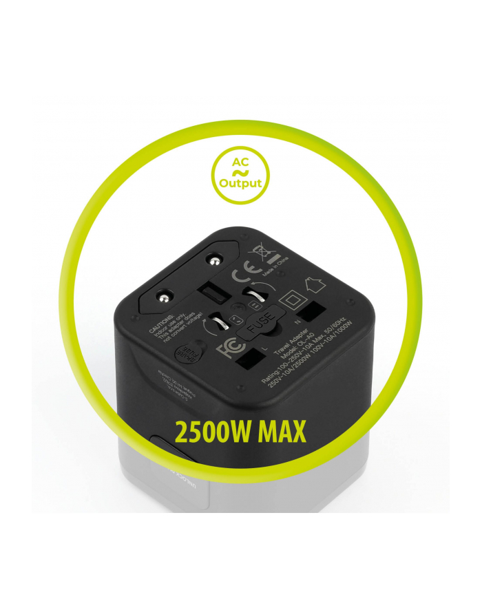 Mobile Origin Travel adapter PW30 EU/UK/US/AUS, czarny główny