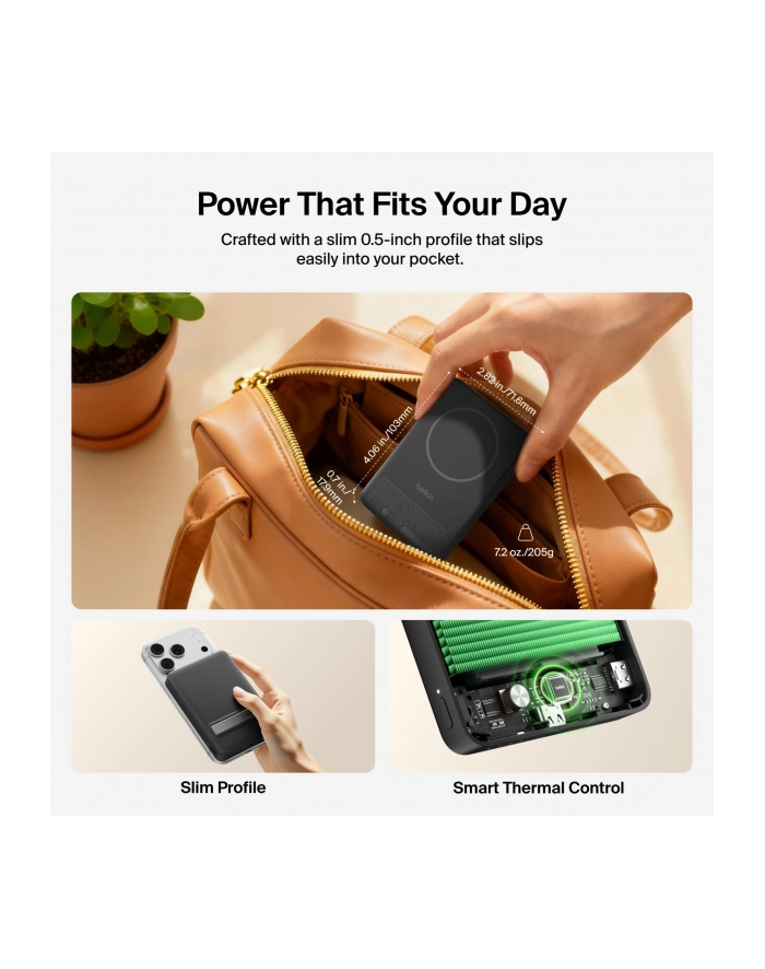 Belkin BoostCharge Slim 15W Qi2 magn.PB schw.10000mAh BPD016hqBK główny