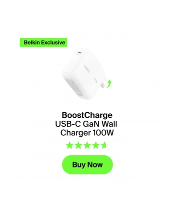 Belkin BOOSTCharge 100W USB-C GAN Wtyczka ws. WCH025kqWH