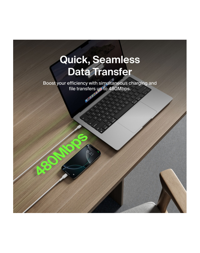 Belkin BOOSTCHARGE gefl.Kab. 60W USB-C/USB-C 2m bial CAB024hq2mWH główny