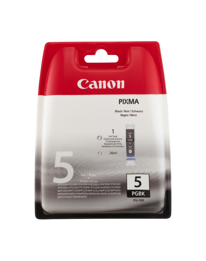 Tusz Canon PGI5BK black pigment BLISTER with security | 26ml | iP3300/4200/4300/ główny