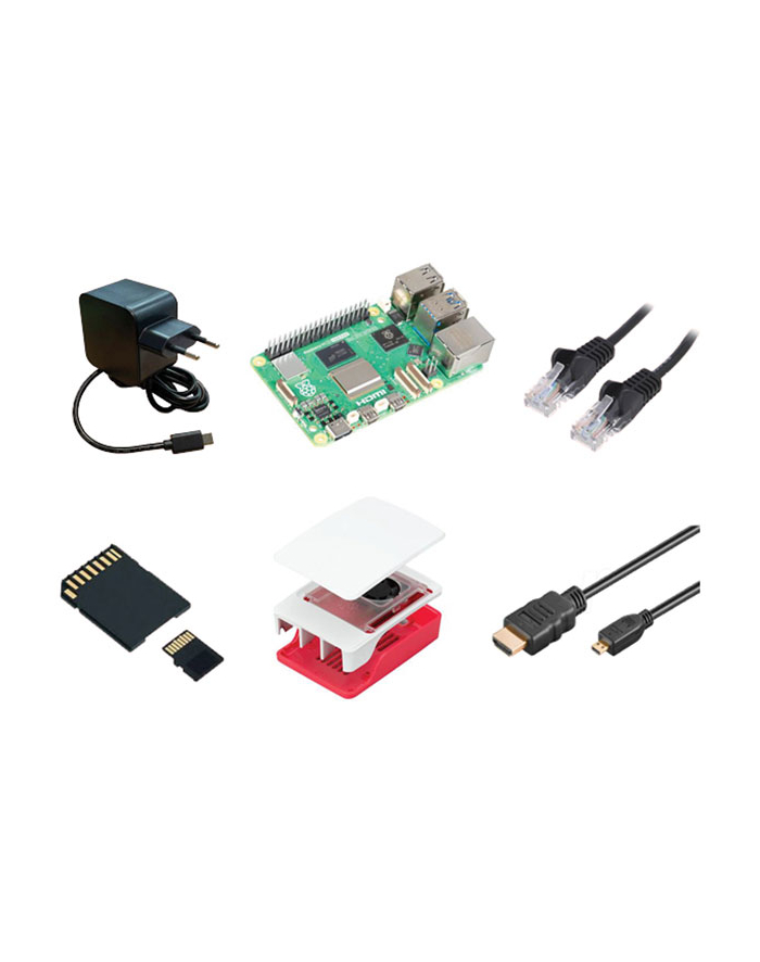 Mikrokontroler Raspberry Pi 4B - 8GB - Zestaw Pełny z Biało-Czerwoną Obudową (SIRPI4BFULL8GB) główny