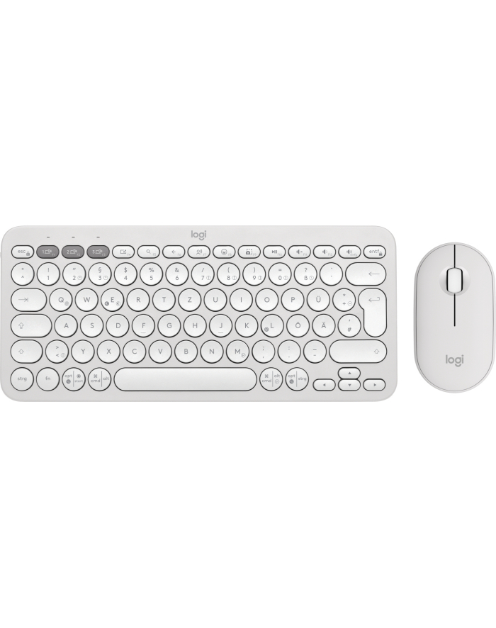 Logitech 920-012204 klawiatura Dołączona myszka Uniwersalne RF Wireless + Bluetooth QWERTZ Niemiecki Biały (920012204) główny