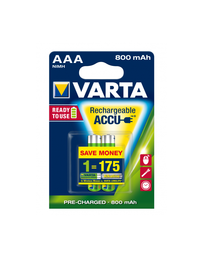 Akumulatorki VARTA Longlife Accu 800mAh HR03/AAA 2szt główny