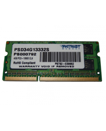 Patriot 4GB 1333MHz DDR3 Non-ECC CL9 SODIMM