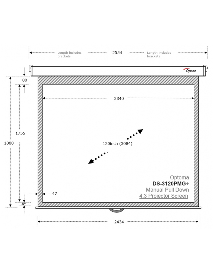 Ekran projekcyjny Optoma DS-3120PMG+ (120'', 4:3, 234x175) główny