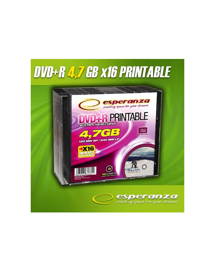 DVD+R Esperanza [ slim jewel case 10 | 4,7GB | 16x | do nadruku ] główny