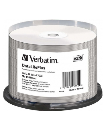 DVD-R Verbatim [ cake box 50 | 4.7GB | 16x | do nadruku Thermal ]