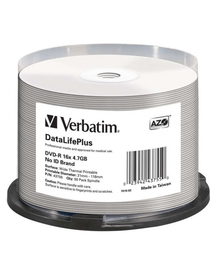 DVD-R Verbatim [ cake box 50 | 4.7GB | 16x | do nadruku Thermal ] główny