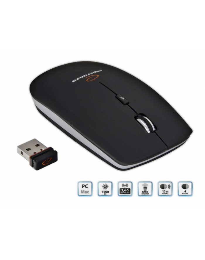 Mysz ESPERANZA EM120K PC/MAC| 2,4 GHz | 1600 DPI |Czarna główny