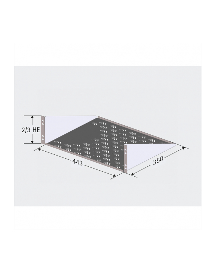 APRAnet Półka 19'' z otworami, 2U, 350 mm główny