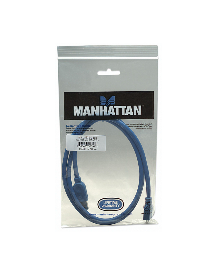 MANHATTAN Kabel USB 3.0 A-Mikro B długość kabla 1m, niebieski<br>[325417] główny
