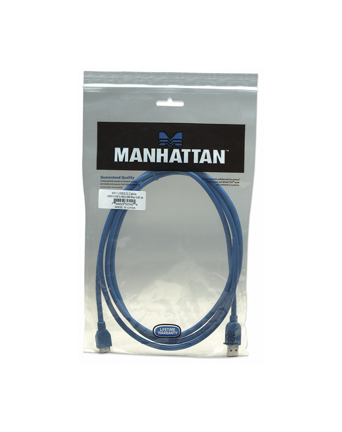 MANHATTAN Kabel USB 3.0 A-Mikro B 2m, niebieski<br>[325424] główny