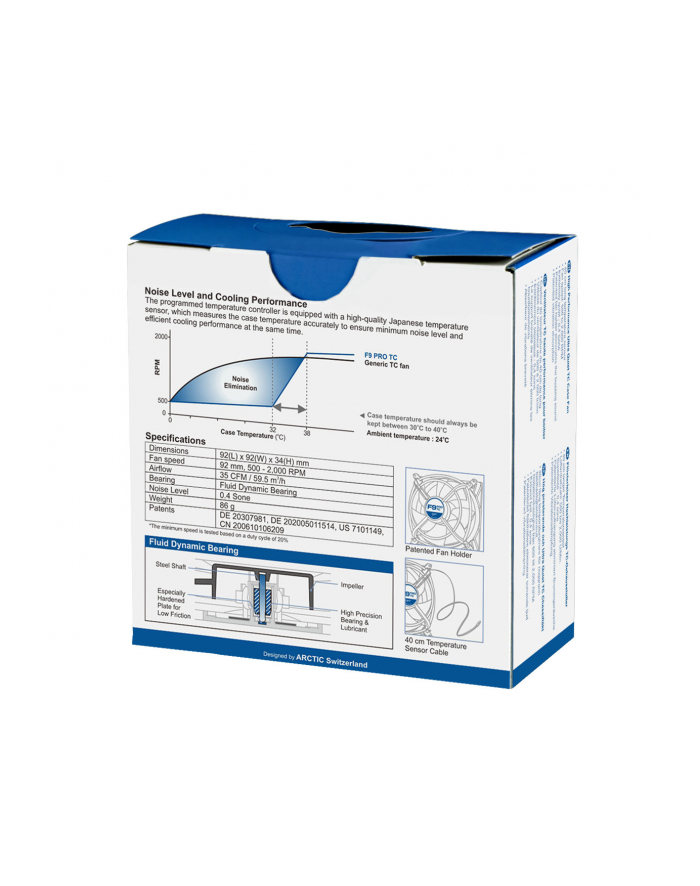 Wentylator ARCTIC COOLING F9 PRO TC (92x92x34) główny