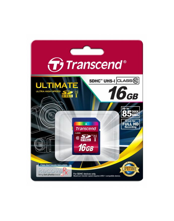 Transcend karta pamięci SDHC UHS-1  16GB Class 10 ULTIMATE HD VIDEO główny