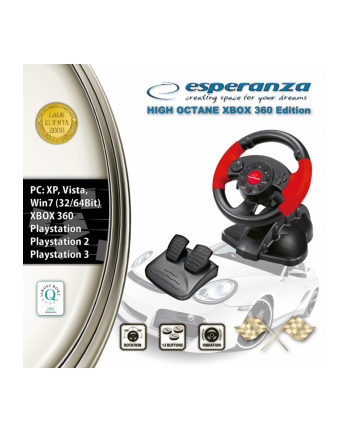 ESPERANZA Kierownica z wibracjami do PC/PS2/PS3/XBOX EG103 HIGH OCTANE XBOX 360