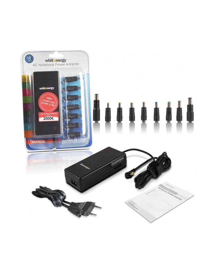 4World uniwersalny zasilacz sieciowy do notebooka 90W + USB, 10 końcówek główny