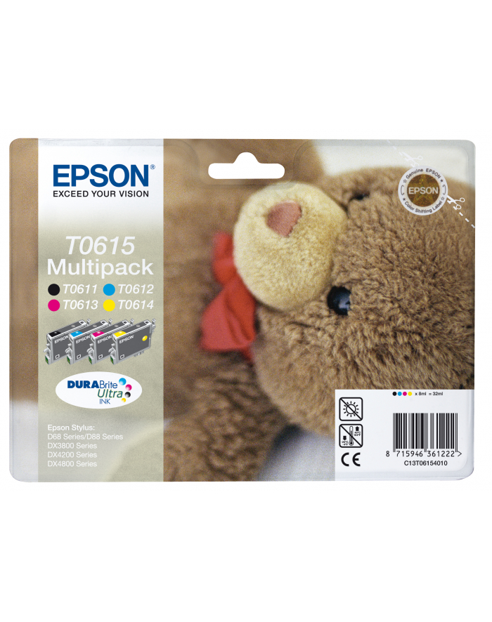 Zestaw Epson T0615 CMYK MultiPack DURABrite  Stylus D68 Photo Edition/88/88 Plus DX3800 główny