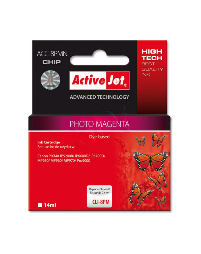 ActiveJet ACC-8PM (ACC-8PCN) tusz Photo Magenta do drukarki Canon (zam. CLI-8PM)     (CHIP) główny