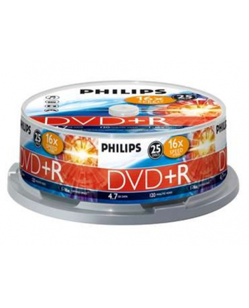 Płytki PHILIPS DVD+R 4,7 16x cake 25