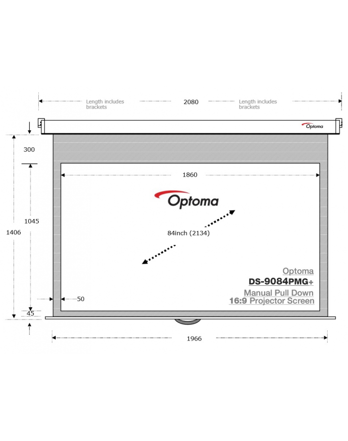 Ekran projekcyjny Optoma DS-9084PMG+ (84'', 16:9, 186x104,5) główny