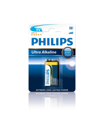 Bateria PHILIPS 6LR61E1B/10 EXTREME LIFE PLUS 1szt ( 30% więcej mocy niż zwykłe baterie alkaliczne  dzięki czemu doskonale nadają się do zasilania aparatów  odtwarzaczy CD i wszystkich pozostałych energochłonnych urządzeń )