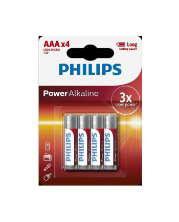 Bateria PHILIPS LR03P4B/10 AAA POWER ALAKLINE 4 szt. ( Technologia alkaliczna idealna do urządzeń o dużym poborze energii: zabawki  odtwrzacze przenośne )