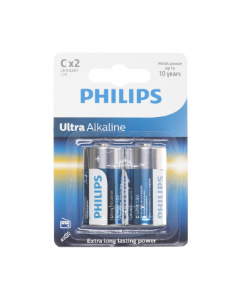 Bateria PHILIPS LR14E2B/10 EXTREME LIFE PLUS 2szt. ( 30% więcej mocy niż zwykłe baterie alkaliczne  dzięki czemu doskonale nadają się do zasilania aparatów  odtwarzaczy CD i wszystkich pozostałych energochłonnych urządzeń )