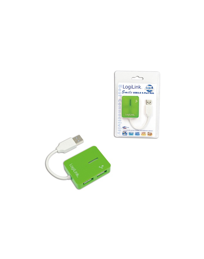 HUB USB 2.0 4-portowy 'Smile' - zielony główny