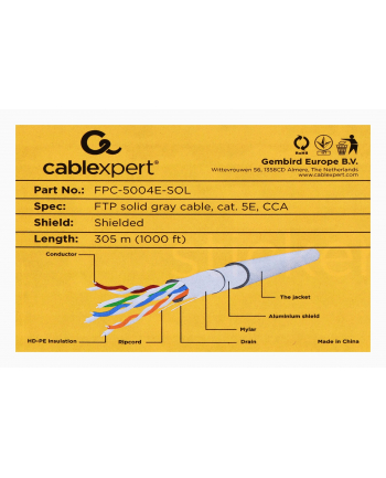 Kabel FTP-ekranowany KAT 5e drut aluminiowo-miedziowy 305m