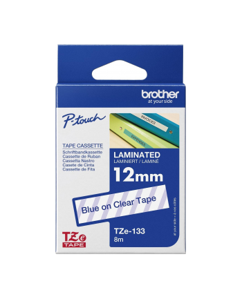 Taśma laminowana do P-touch, Brother TZE-133 12mm przezroczysta/niebieski nadruk