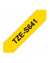 Taśma laminowana do P-touch, Brother TZE-S641 18mm żółta/czarny nadruk mocny klej - nr 35