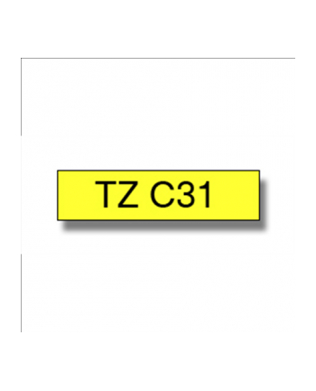 Taśma do P-touch TZE-C31 12mm czarny druk na taśmie fluorescencyjnej żółtej
