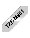 Taśma matowa do P-touch, Brother TZE-M951 24mm srebrna metaliczna/czarny nadruk - nr 22