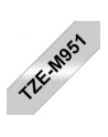 Taśma matowa do P-touch, Brother TZE-M951 24mm srebrna metaliczna/czarny nadruk - nr 32