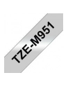 Taśma matowa do P-touch, Brother TZE-M951 24mm srebrna metaliczna/czarny nadruk - nr 34