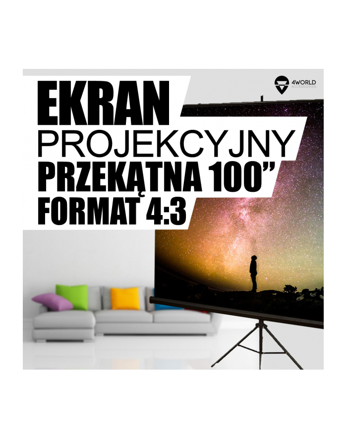 4World Ekrany projekcyjne ze statywem 203x152 (100'',4:3) biały mat główny